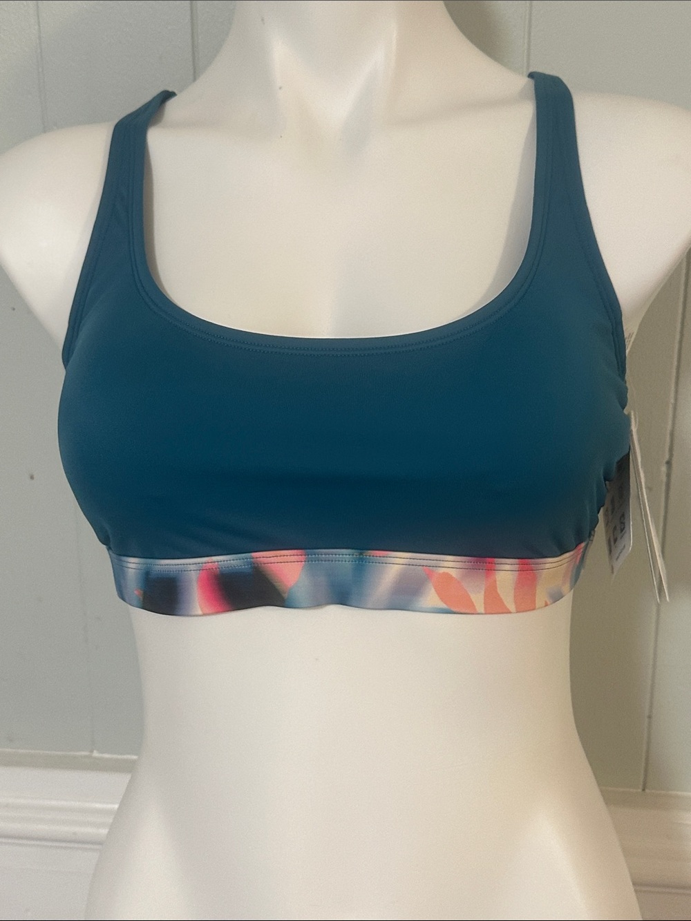 Roxy Teal Sports Bra with Multicolor Band